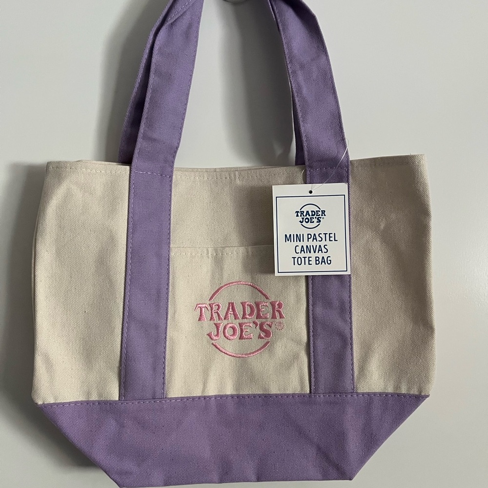 Limited Purple and Cream Canvas Mini Tote Bag